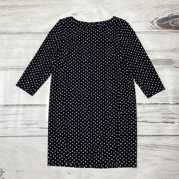 Lands' End Dress Polka Dot Black White Knee Length Size 10 - Picture 1 of 10